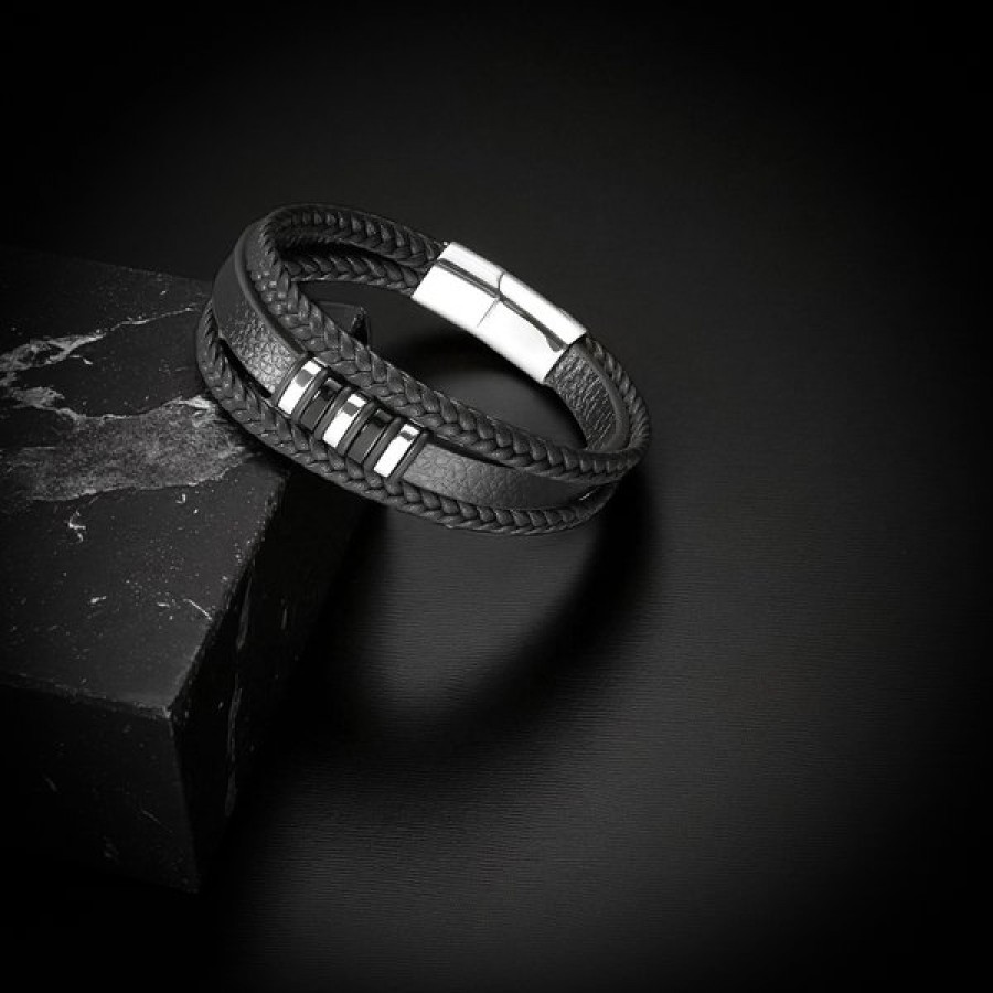 Taba Deri Çelik Halat İsim Yazılabilir Bileklik