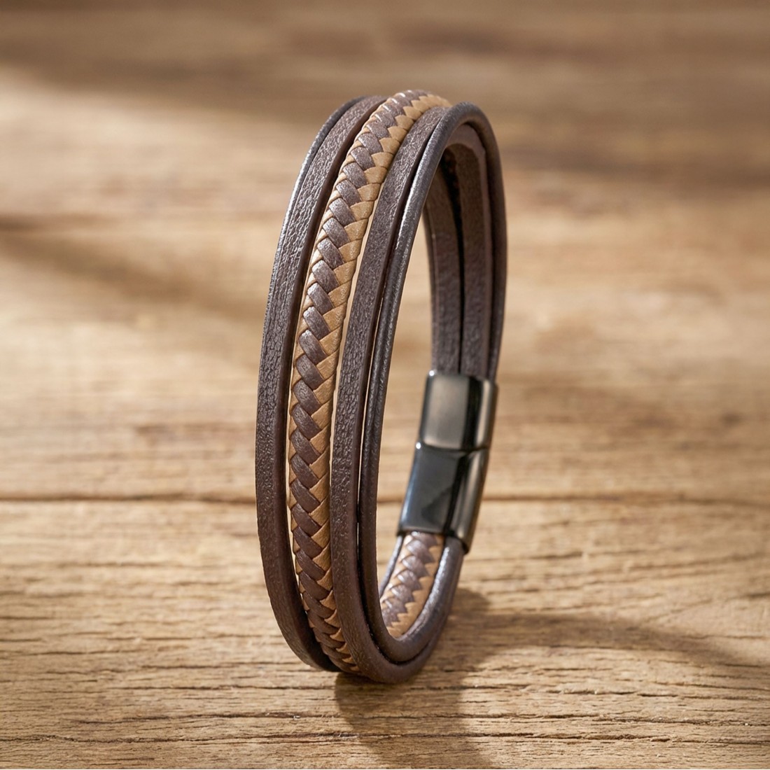 Taba Kahve Çoklu Deri Bileklik