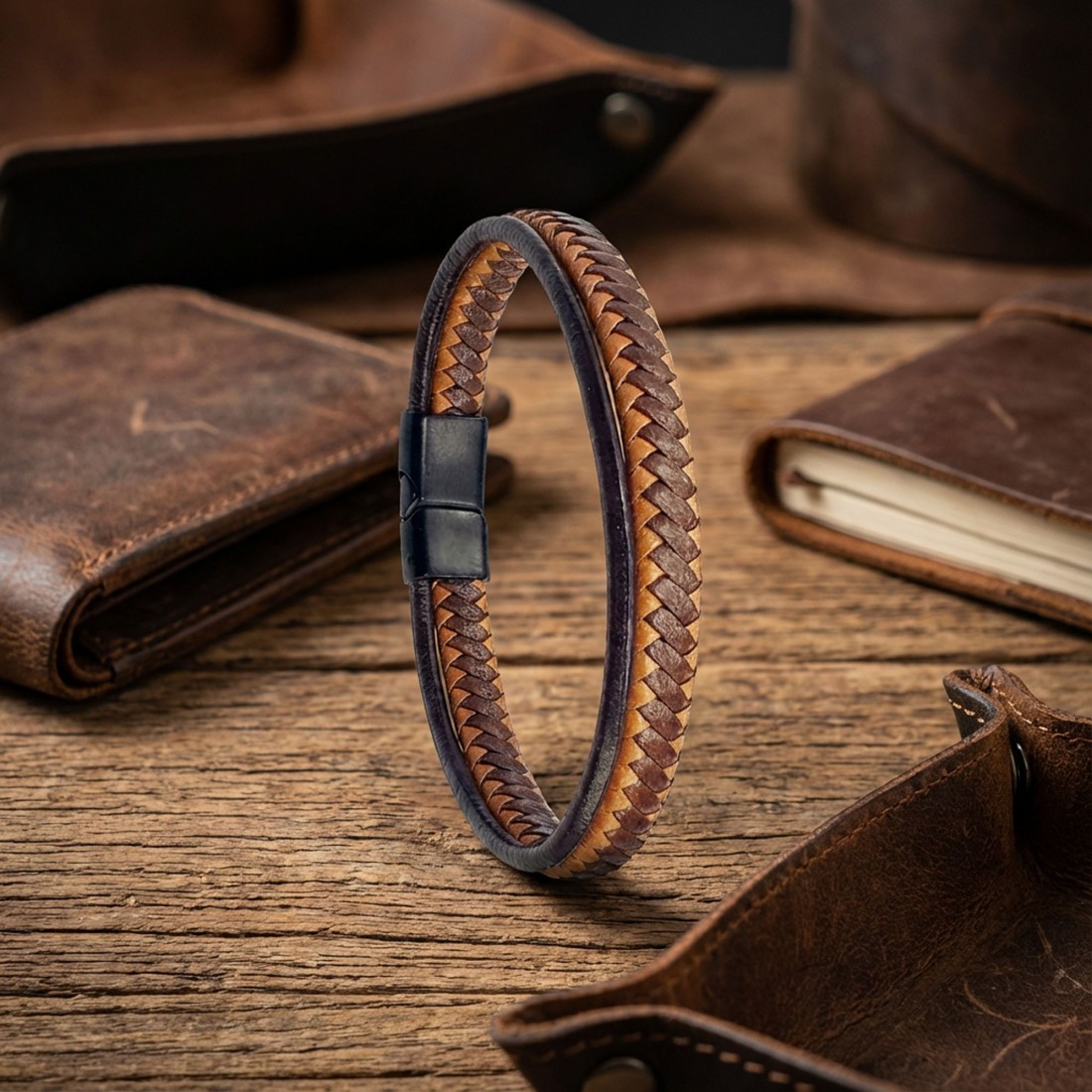 Taba Kahve Renk Çoklu Deri Bileklik