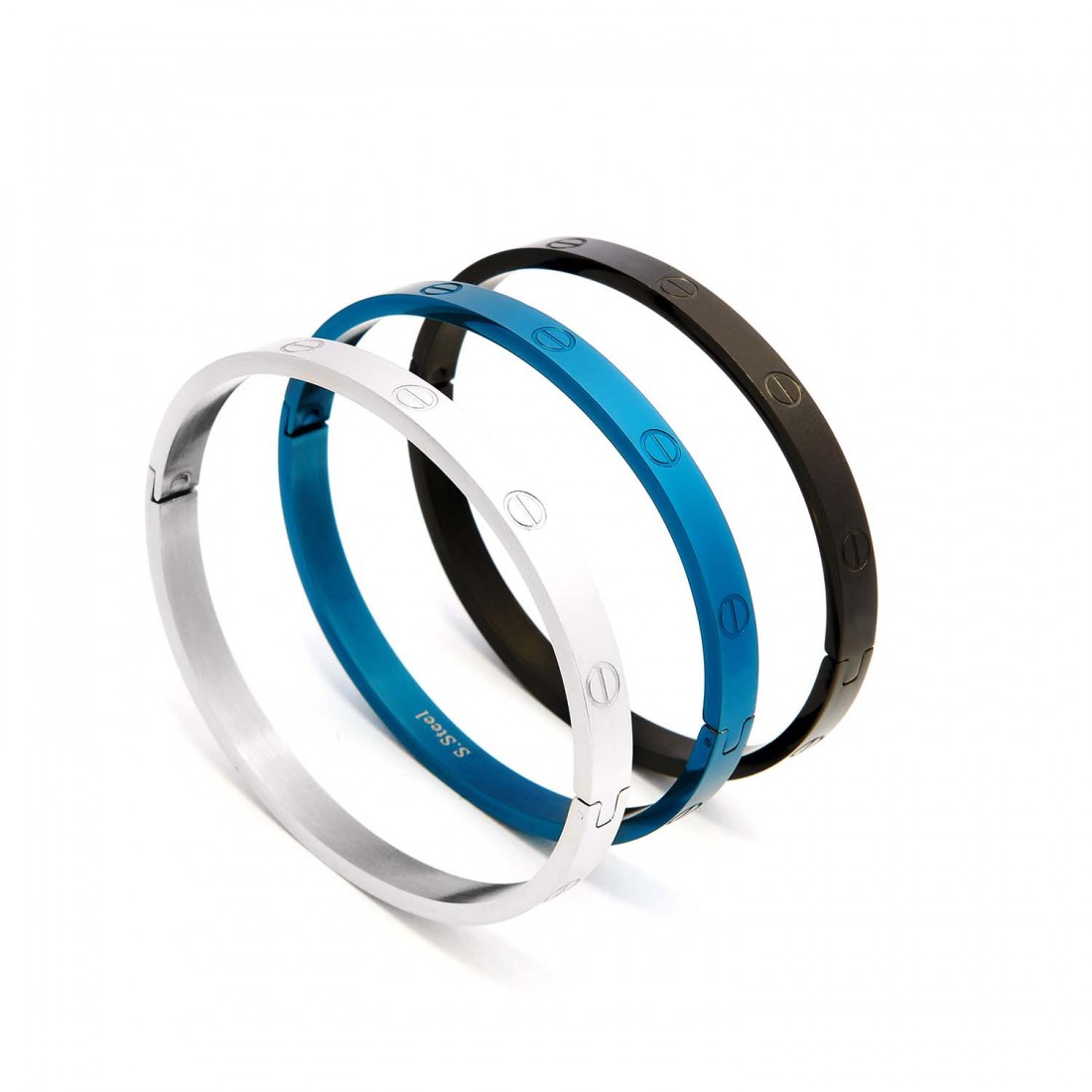 Taşsız Unisex Kelepçe Çelik Bileklik 4 Renk