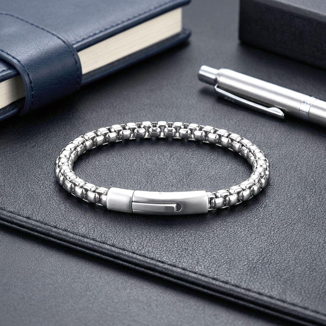 Tekli 4mm Arnavut Model Çelik Zincir Erkek Bileklik – Çelik Kilitli