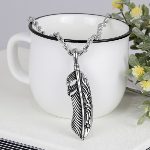 Tribal Tüy Çelik Kolye Ucu