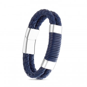 Tüp Örgü Deri Ve Çelik Bileklik