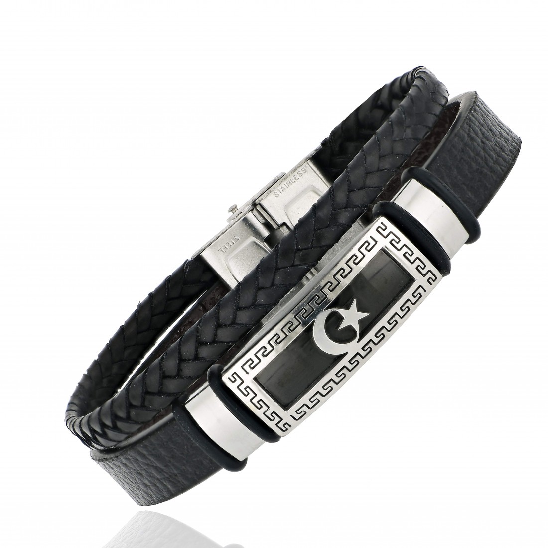 Toptan Türk Bayrağı Ay Yıldız Çoklu Hakiki Deri Çelik Bileklik Fiyatları