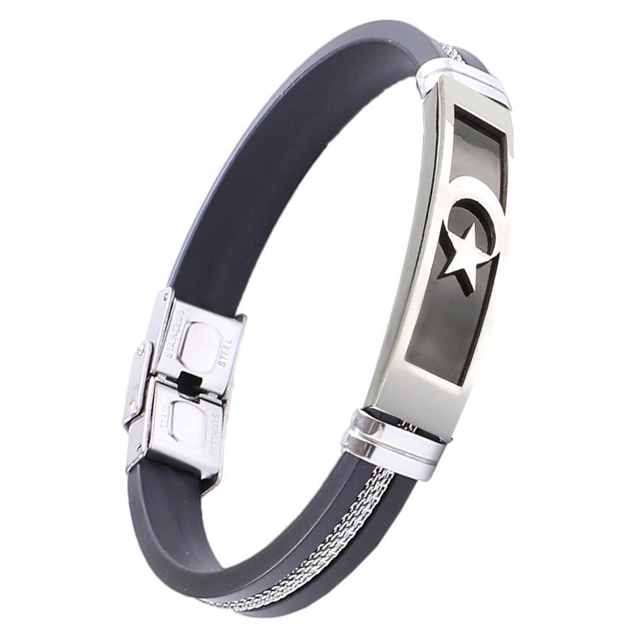 Toptan Türk Bayrağı Kauçuk Hasır Çelik Bileklik Fiyatları