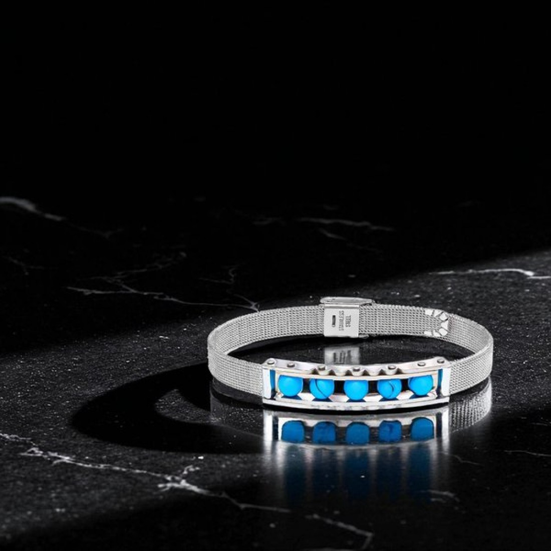 Turkuaz Taş Ve Paslanmaz Çelik Bileklik