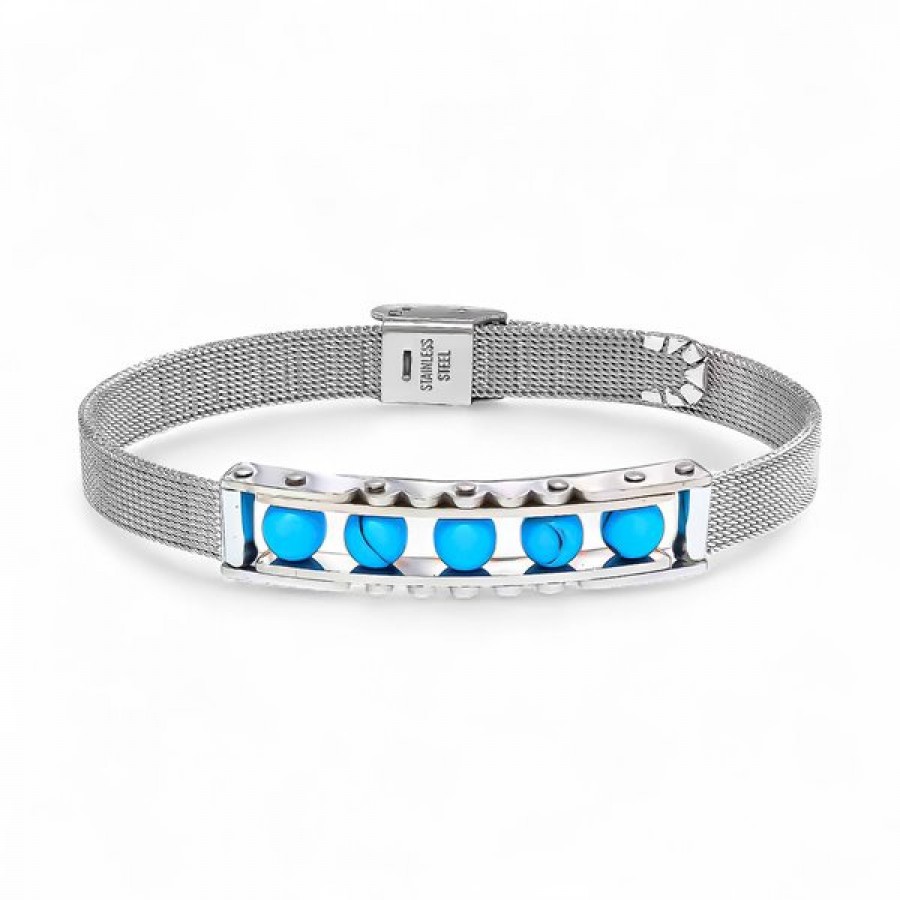 Turkuaz Taş Ve Paslanmaz Çelik Bileklik
