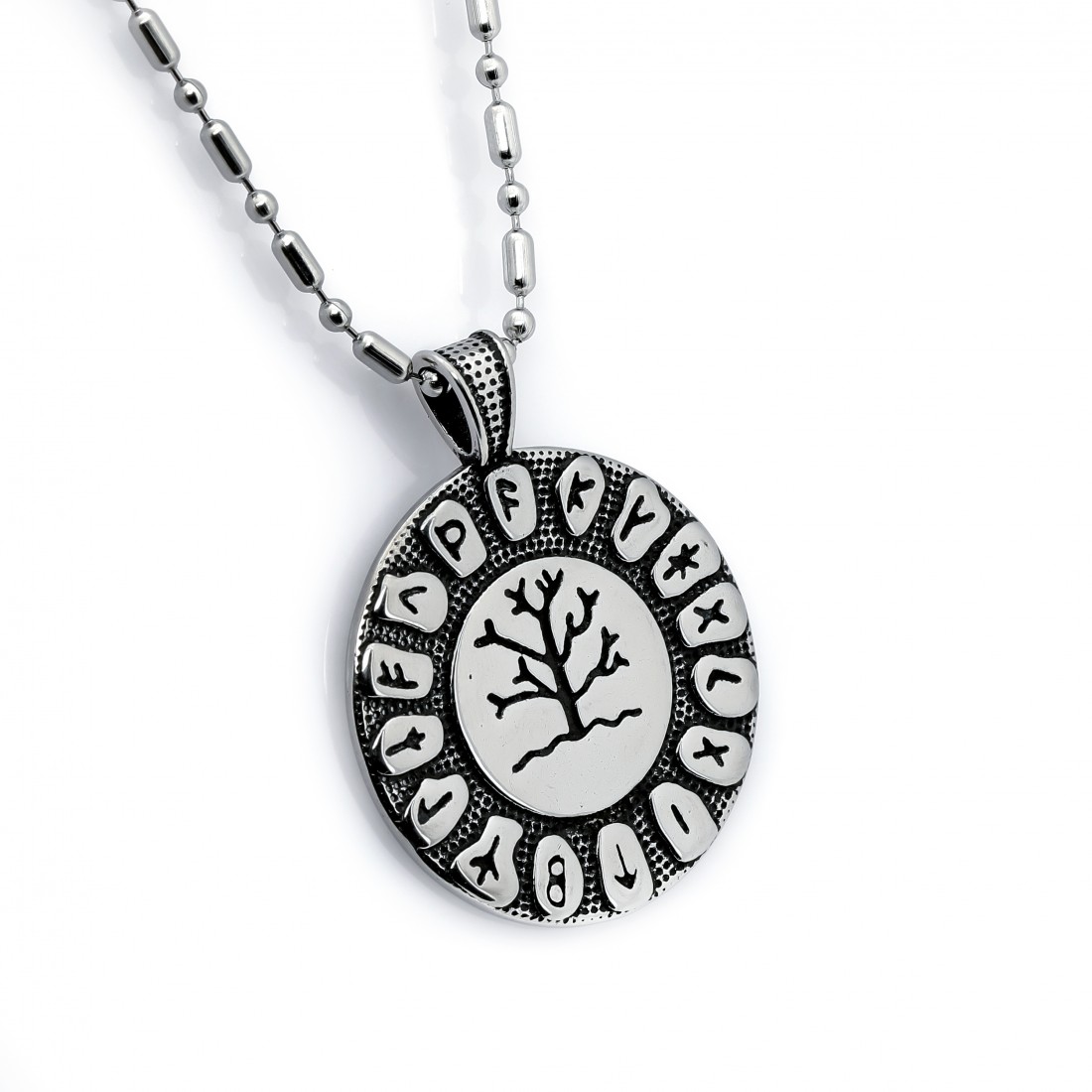 Toptan Viking Futhark Runes Hayat Ağacı Çelik Kolye Ucu Fiyatları
