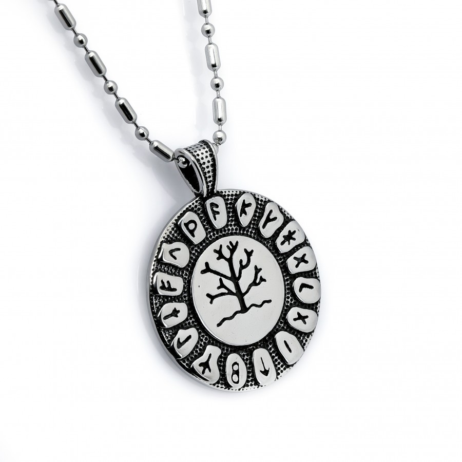 Toptan Viking Futhark Runes Hayat Ağacı Çelik Kolye Ucu Fiyatları
