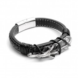 Yaprak Modeli 316L Ayar Çelik Ve Orjinal Deri Billeklik