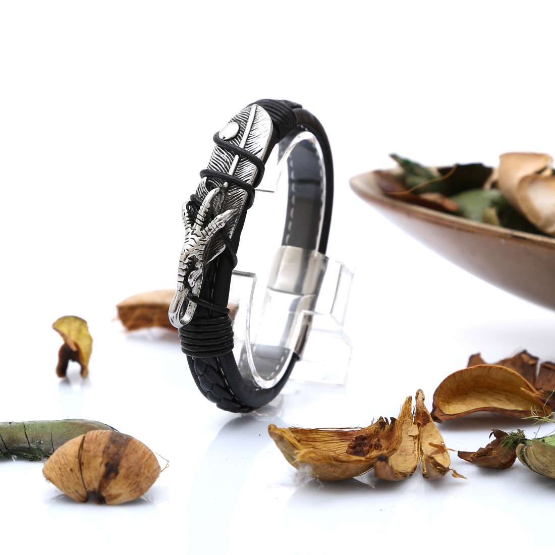 Toptan Yaprak Modeli 316L Ayar Çelik Ve Orjinal Deri Billeklik Fiyatları