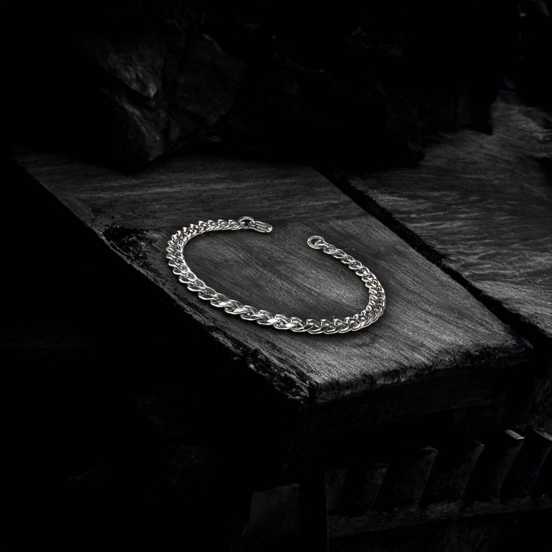 Yassı Mariner Beyaz Çelik Zincir Bileklik 1.6X6Mm