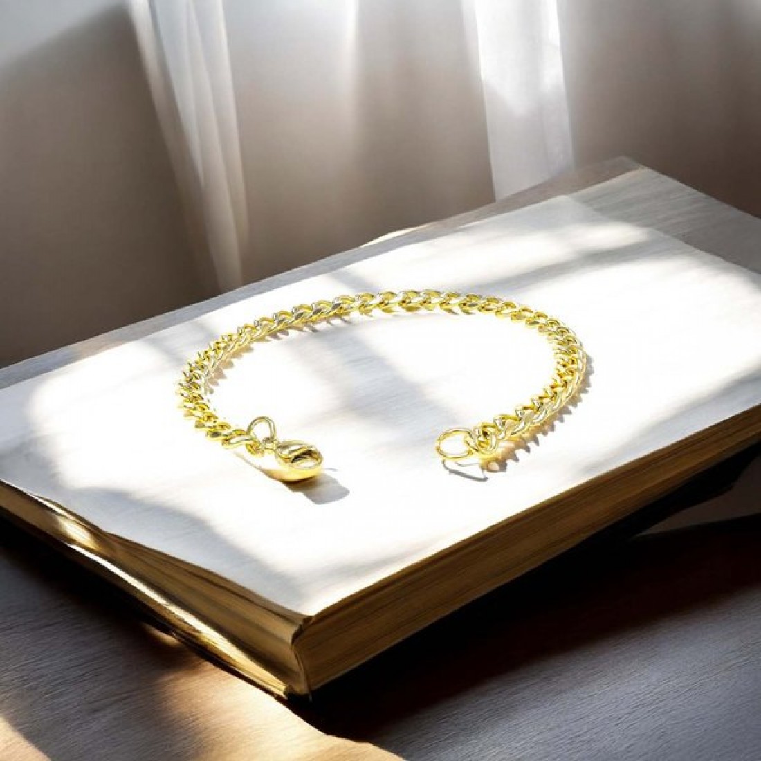 Yassı Mariner Sarı Çelik Zincir Bileklik 1.6X6Mm