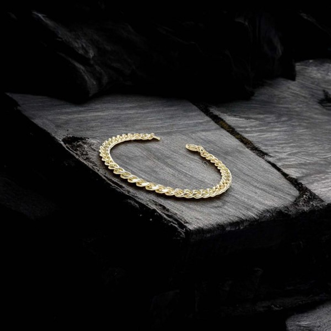 Yassı Mariner Sarı Çelik Zincir Bileklik 1.6X6Mm