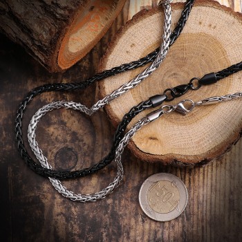 Yassı Örgülü Çelik Kolye Modeli