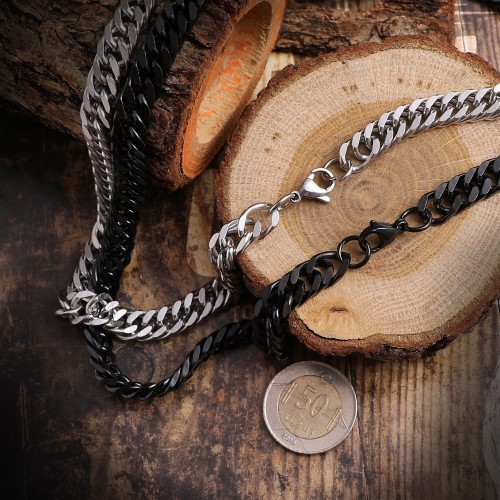 Yassı Zincir Modeli Erkek Çelik Kolye