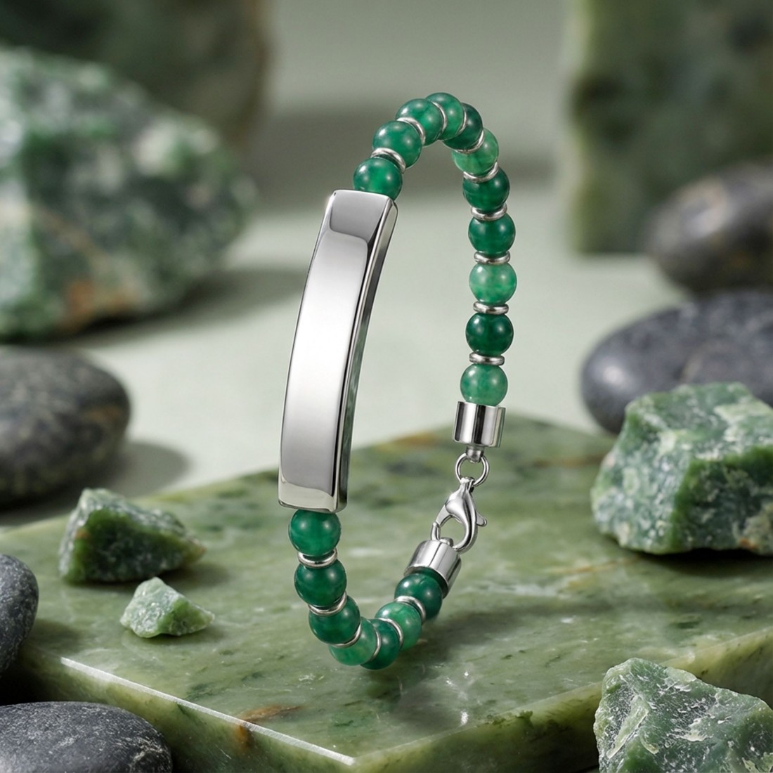 Men's Natural Stone Steel Bracelet 14201