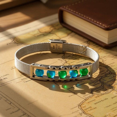 Men's Natural Stone Steel Bracelet 13272