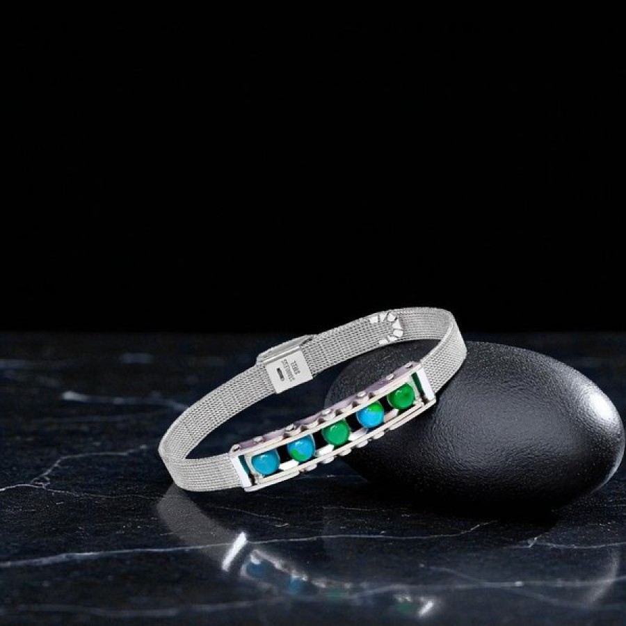 Yeşil Akik Ve Paslanmaz Çelik Bileklik