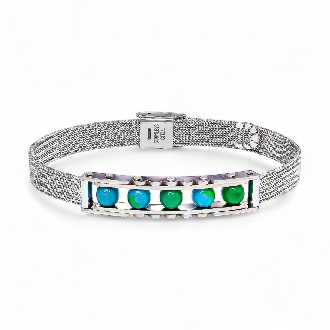 Yeşil Akik Ve Paslanmaz Çelik Bileklik