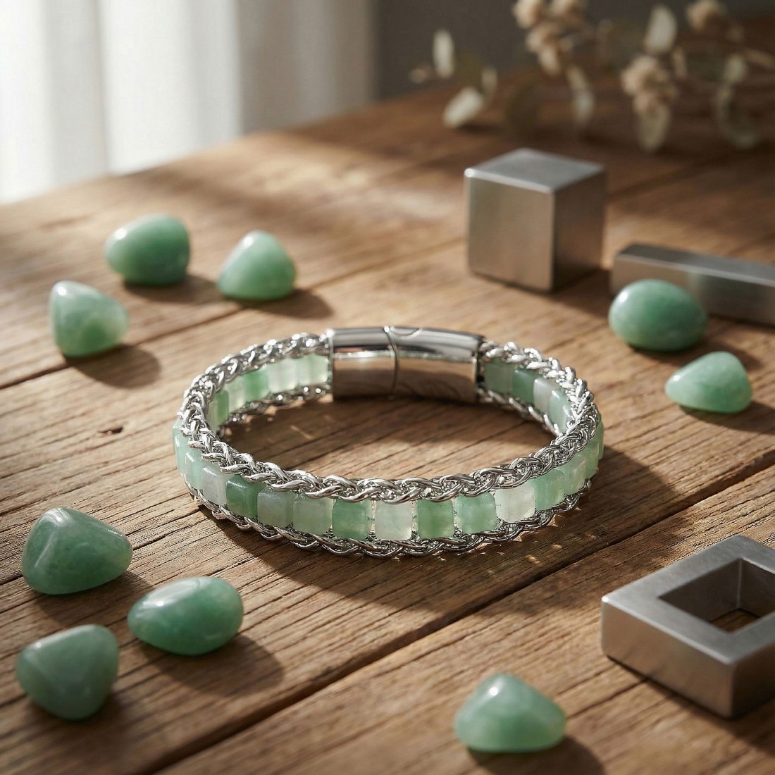 Men's Natural Stone Steel Bracelet 14036