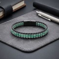 Yeşil Aventurin & Hematit Çelik Örgülü Deri Bileklik
