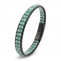 Yeşil Aventurin & Hematit Çelik Örgülü Deri Bileklik