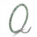 Yeşil Aventurin & Silver Hematit Taşlı Ayarlanabilir Çelik Zincir Erkek Bileklik