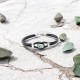 Steel Detailed Leather Cord Jade Men's Bracelet