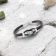 Steel Detailed Leather Cord Jade Men's Bracelet