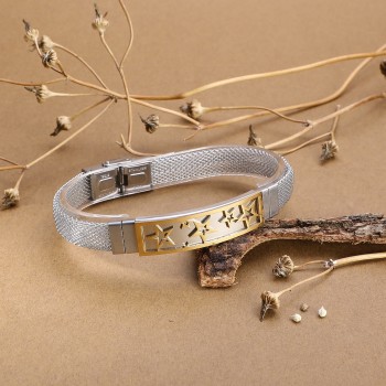 Yıldız Modeli Hasır Kordonlu Çelik Bileklik