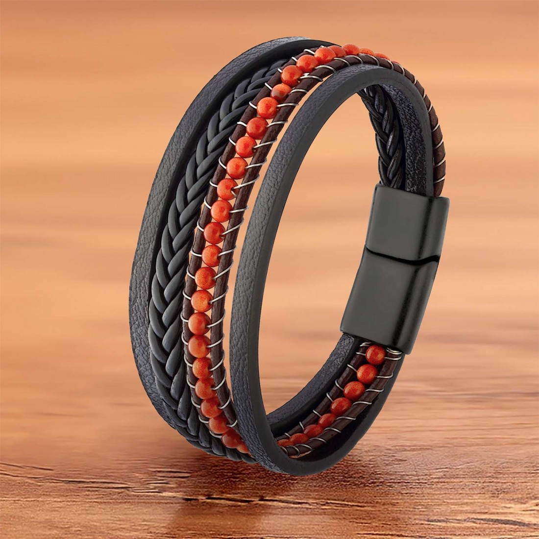 Yıldız Taşı Doğaltaş Ve Deri Bileklik