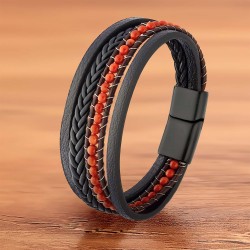 Yıldız Taşı Doğaltaş Ve Deri Bileklik