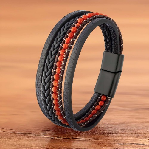 Yıldız Taşı Doğaltaş Ve Deri Bileklik