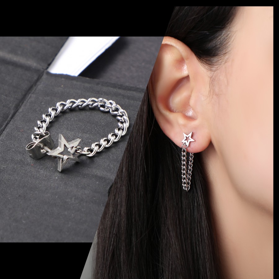 Toptan Yıldız Zincir Sallantılı Çelik Küpe Fiyatları