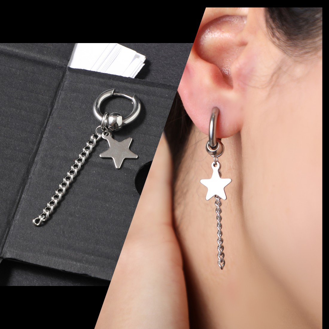 Toptan Yıldız Zincir Sallantılı Çelik Küpe Fiyatları