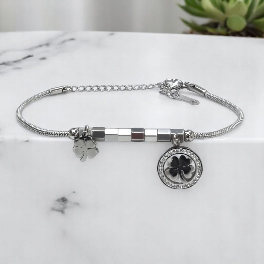 Yonca Yaprağı Kadın Çelik Bileklik