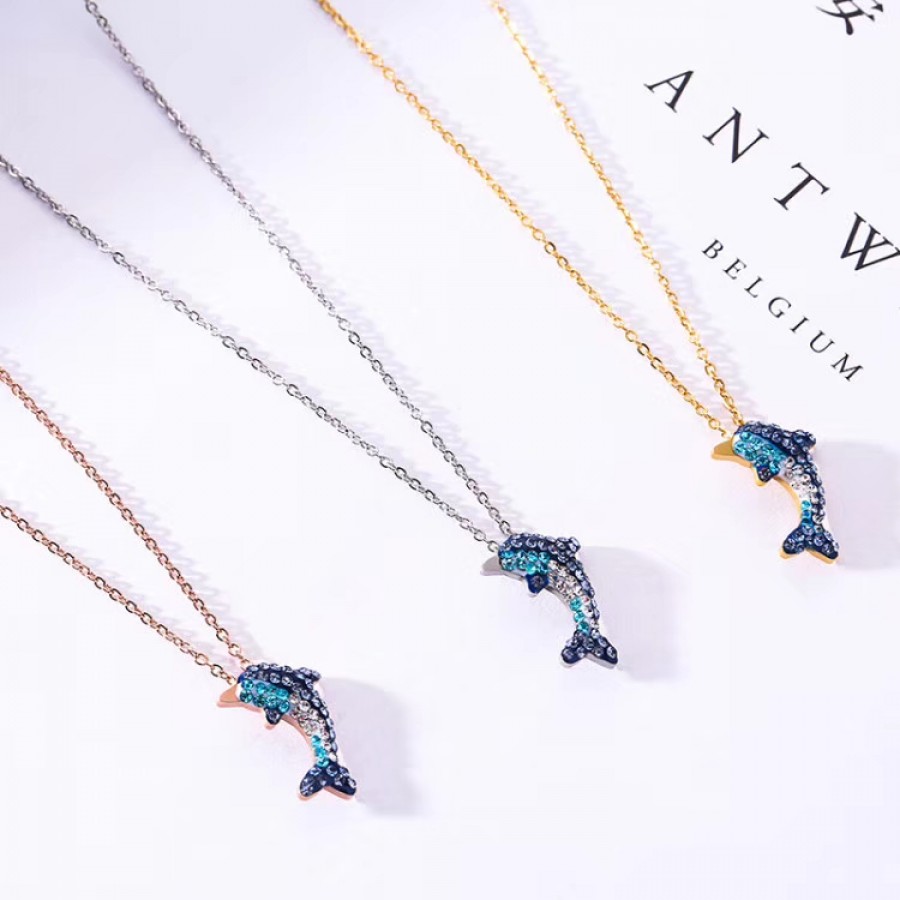 Toptan Yunus Balığı Modelli Bayan Çelik Kolye Fiyatları