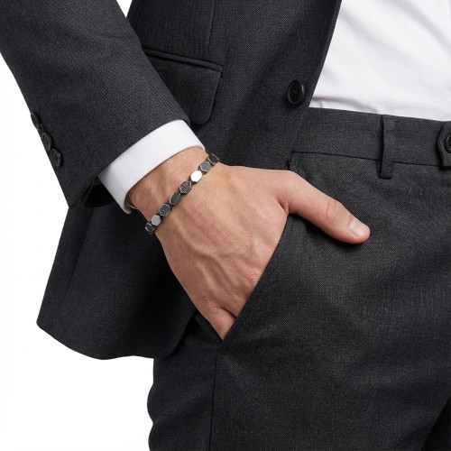 Zirkon Taşlı Ayarlanabilir Hematit Çelik Bileklik