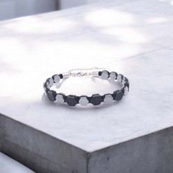 Zirkon Taşlı Ayarlanabilir Hematit Çelik Bileklik