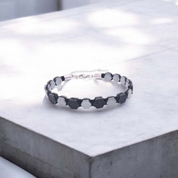 Zirkon Taşlı Ayarlanabilir Hematit Çelik Bileklik