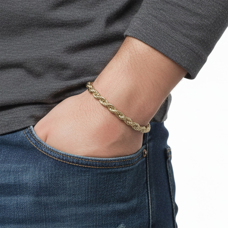 Rope Halat Çelik Zincir Bileklik 6mm