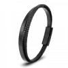 Black Leather and Braided Double Multi-Layer Steel Bracelet