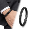 Black Braided Leather Men's Bracelet with Titanium Clasp Black Braided Leather Men's Bracelet with Titanium Clasp