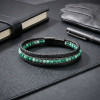Green Madagascar Stone 316L Steel Clasp Multi-layer Braided Leather Men's Bracelet Green Madagascar Stone 316L Steel Clasp Multi-layer Braided Leather Men's Bracelet